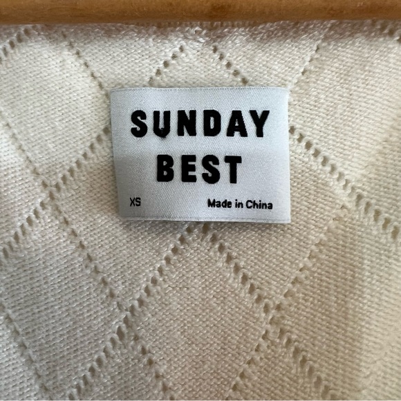 Sunday Best wool & cotton cable knit sweater vest size S excellent condition - Picture 8 of 9